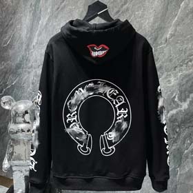 Chrome Hearts New Pure Cotton Cross American Horseshoe Printed Hooded Loose Sweatshirt-2524