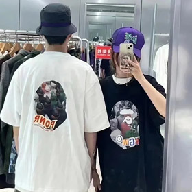 BAPE Shark Man Photo Print Breathable Short Sleeve T-Shirt-2803