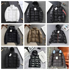 Moncler Michael letter print color block zipper long sleeve stand collar down jacket-4289